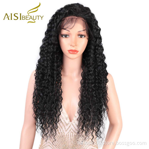Aisi Beauty Wholesale Cheap Vendor Long Wavy Kinky Curly 13x6 Black Lace Front Synthetic Hair For Black Women Lace Front Wig